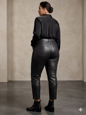 NWT Lane Bryant Size 30 (5X) Black Coated Skinny Jeans Plus Size